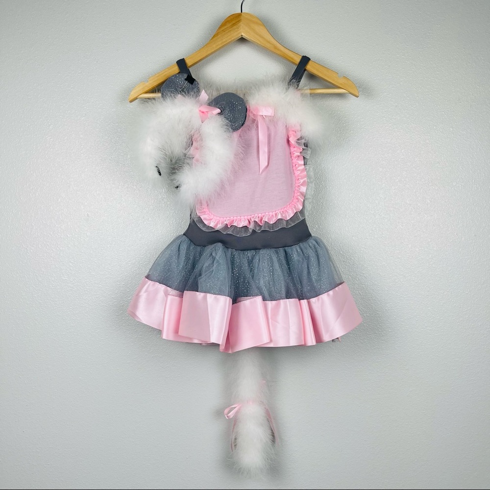 Handmade Set of Mouse Costume for Little Girl Pink-Grey with Ears headband 🐭